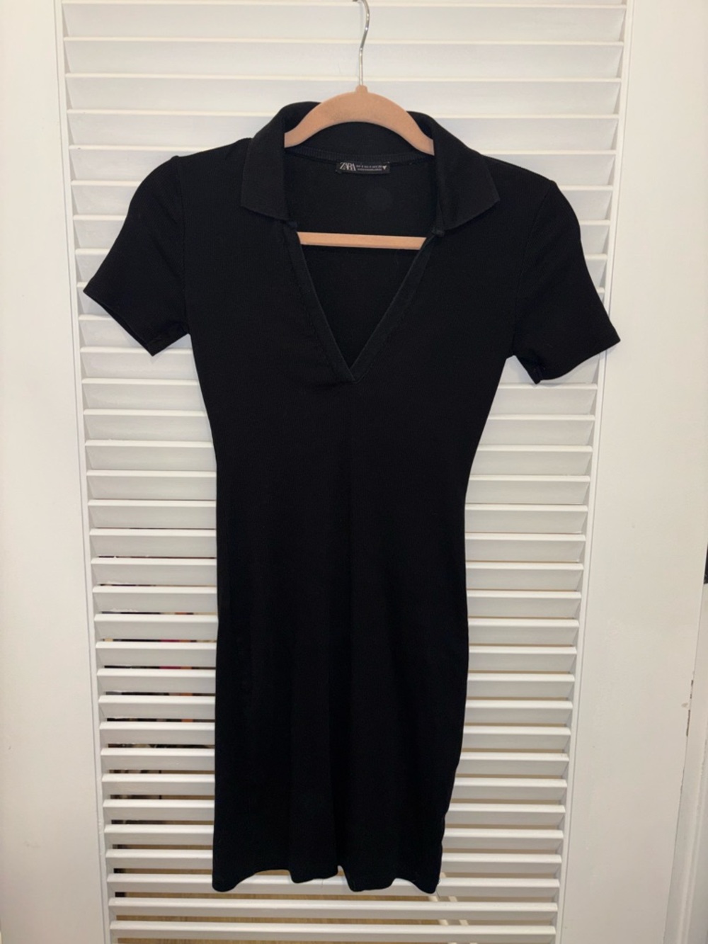 Zara Black V‑Neck Polo Mini Dress